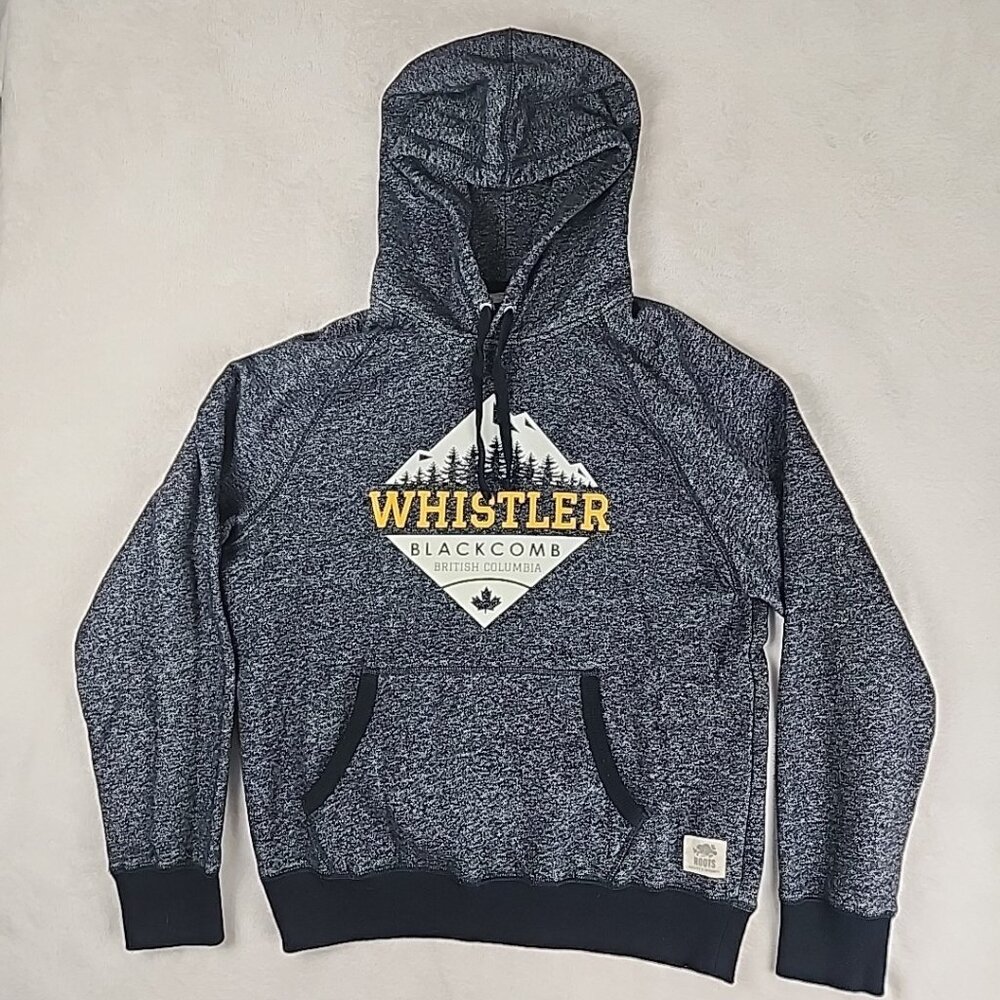 Roots Canada Whistler Blackcomb Mens‎ Gray Hoodie Sweatshirt Medium Snowboarding